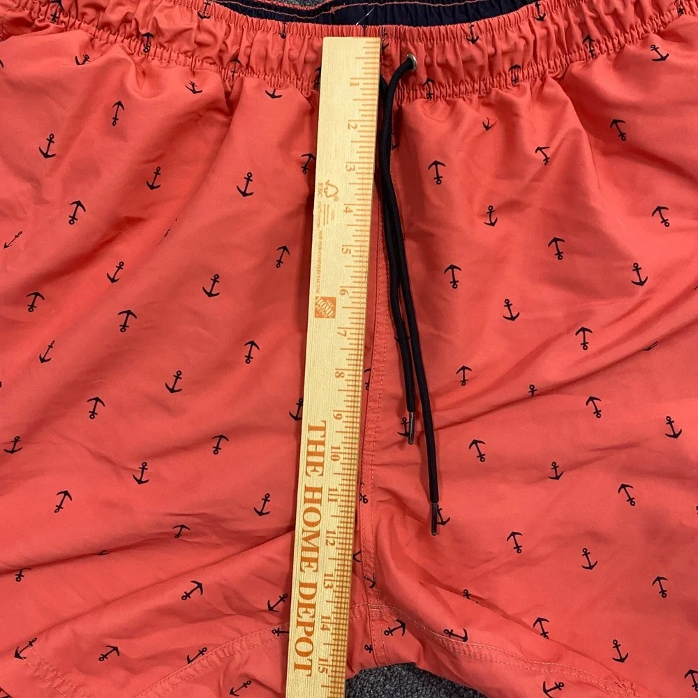 Nautica Swim Trunks Mens 2XL Coral Pink Anchor‎ Print Mesh Lined XXL